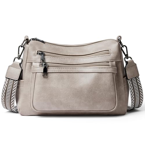 Bluome Crossbody Purses for Women, Medium Large Faux Leather Crossbody Bags Lightweight Sling Bag Shoulder Handbags - color: Light Grey, size: Medium 7L
