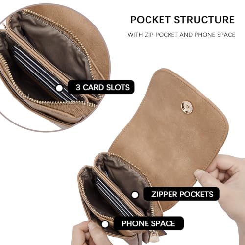 BOSTANTEN Vegan Leather Crossbody Bags for Women Designer Cell Phone Bag Wallet Purses Adjustable Strap - color: A-07-camel Brown