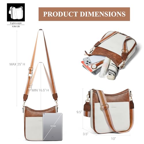 Crossbody Bags for Women Crossbody Purse for Women Vegan Leather Hobo Purses Shoulder Handbags for Daily Travel Work - color: 5-1 Beige