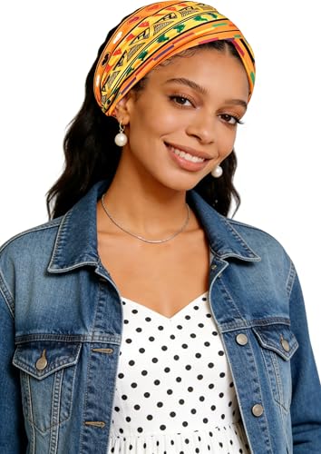 4 PCS African Head Wraps for Black Women, Boho Headbands, Non Slip Wide Headbands for Women, Workout Head Bands for Women's Hair (Multicolor B) - color: Multicolor B