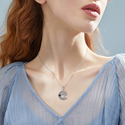 ONEFINITY Tree of Life Necklace 925 Sterling Silver Abalone Shell Celtic Knot Pendant Necklace for Women Jewelry - style: Tulip