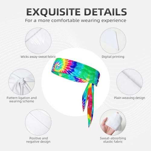 Sports Head Tie Westie Dogs Beach Summer Tropical Tie Sweatband Headband Men Women Elastic Bandana Adjustable Non-Slip Moisture Wicking for Running Football Yoga Workout Athletic Hair Ninja Head Band - color: Colorful Tie Dye