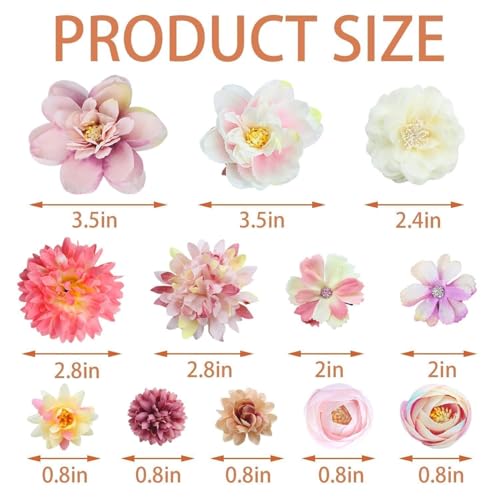 21 PCS Silk Flower Hair Clip Women Aesthetic Boho Pink Floral Hair Barrettes Handmade Rose Bride Barre Hair Accessories Wedding - color: Pink