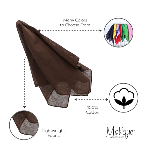 Motique Accessories Solid Color Bandana - Set of 6 Bandannas - color: Dark Brown