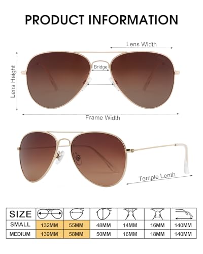 JOOX Polarized Aviator Sunglasses for Women Men, UV400 Protection Lens and Lightweight Metal Pilot Frame JX2775 - color: Gold/Brown Gradient
