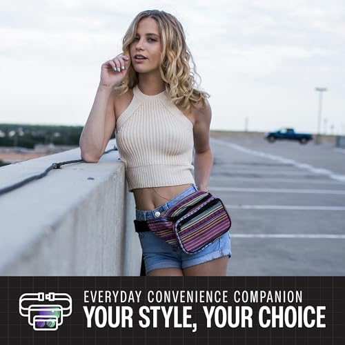 Fanny Pack Belt bag - Crossbody Waist Bag for Men or Women - Hands-Free, Waterproof Large Bumbag for Hiking, Running, and Travel (Rose Vert) - color: Rose Vert v2