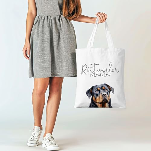 Dog Mama Canvas Tote Bag for Women, Dogs Lover Gift for Dog Mom, Birthday Christmas Cute Rottweiler Gifts For Women. - color: Rottweiler Mama (030)