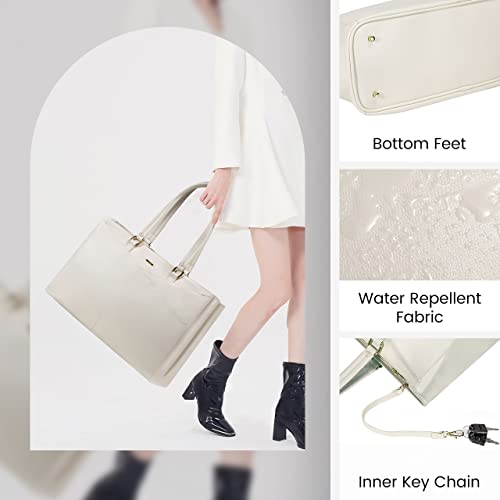 LOVEVOOK Laptop Bag for Women 15.6 Inch Tote Bags Waterproof Computer Briefcase for Teacher Business Office Work Bag,Beige - color: Beige 15.6 Inch, size: 15.6 inch