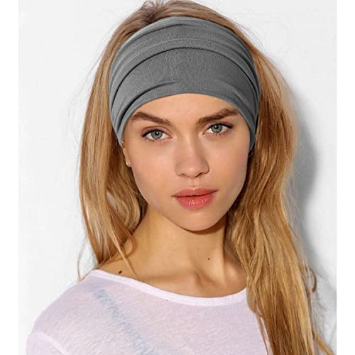 Jesries 10 PCS Women Headbands African Wide Hair Wrap Extra Turban Head Bands for Lady Large Sport Workout Stretch Non-slip Big Hair Bands - color: Brown