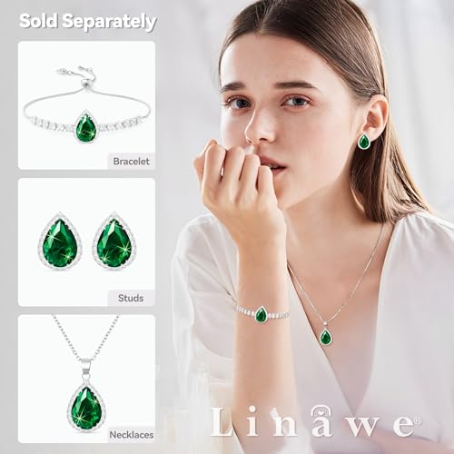 Linawe Crystal Imitation Diamond Rhinestone Charm Bracelets for Women, Gold/Silver/Rose Gold Adjustable Chain Bracelet, Teardrop Birthstone Cubic Zirconia Prom Costume Wedding Jewelry - color: Silver,May