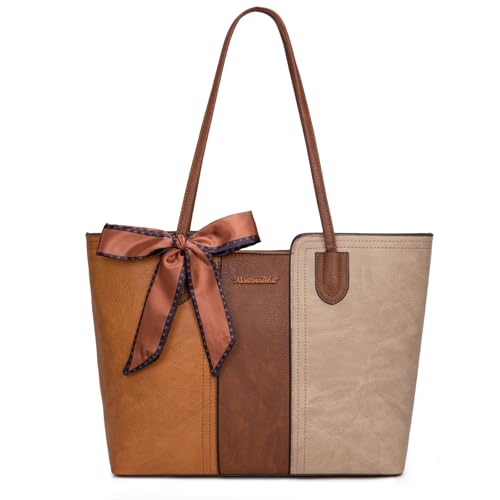 Montana West Tote Bags for Women Top Handle Satchel Purses - color: Beige With Yellow