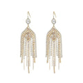 Gold Chandelier Earrings for Women Pearl Rhinestone Fringe Long Tassel Earrings for Women Sparkly Rhinestone Jewelry for Wedding Party Accessories