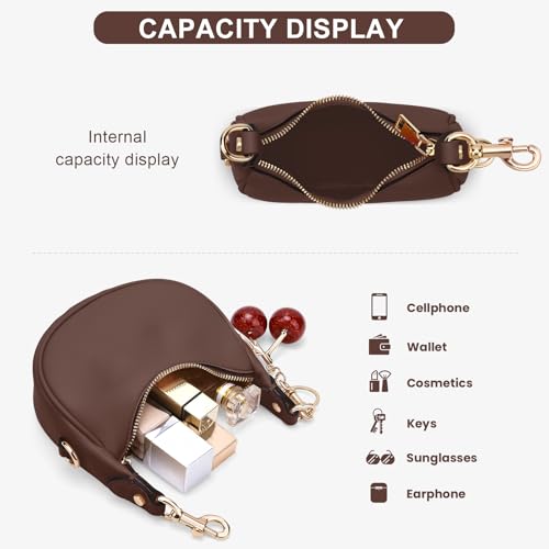 JQWSVE Small Top Handle Bags for Women Mini Purses Cute Ladies Handbags Crescent Mini Crossbody Bags with Cherry - color: A04-small-brown
