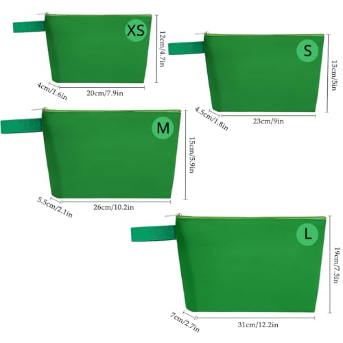 10 Pieces Cotton Canvas Makeup Bag with Bottom and Strap, Multi-Purpose Cosmetic Bag with Zipper Travel Toiletry Pouch, Blank DIY Craft Bag (Green, M) - color: Green, size: M