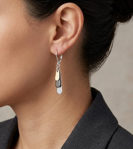 Nine West Women's Drop Earrings, Fashion Jewelry Accessories for Everyday and Special Occasion Wear, Lightweight Statement Earrings for Day and Evening Looks - color: Shaky - Tri Tone
