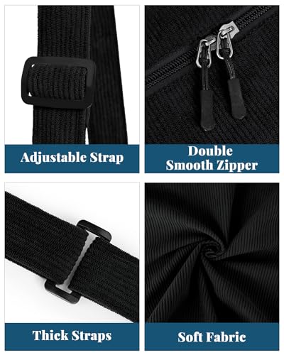 Crossbody Crescent Bag for Women Men Trendy, Crescent Sling Bag with Adjustable Strap, 2 Zippers Lightweight - color: Corduroy-black