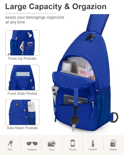 Pritent Crossbody Bags for Women Man, Waterproof Sling Bag Backpack Trendy Casual Cross Body Bags with Convertible Shoulder Strap Chest Bag for Camping Hiking Travel Essentials (Royal Blue, Medium) - color: Royal Blue, size: Medium