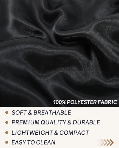 AWAYTR Long Satin Bonnet for Braids - Elastic Silk Hair Bonnets for Sleeping Night Cap Stretchy Tie Band for Women（Black） - color: Black