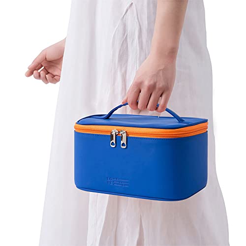 Meiyuuo Makeup Bag Large Cosmetic Bags for Women Girls Cute Travel Zipper Pouch Toiletry Organizer for Beauty Essentials Waterproof (Navy Blue) - color: Navy Blue