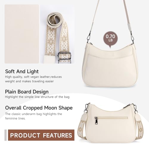 APHISON Trendy Leather Crossbody Purse with Adjustable Strap, Women's Shoulder Handbag - color: 08-white