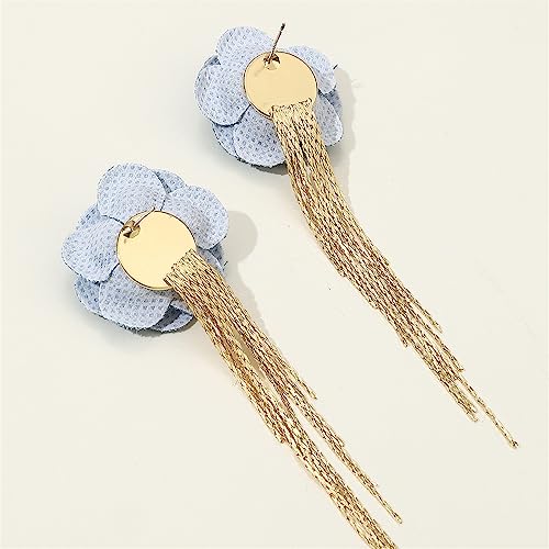 Large Denim Earrings for Women Blue Boho Westen Flower Dangle Earrings Trendy Birthday Christmas Jewelry Gift - color: A-Flower1(Gold)
