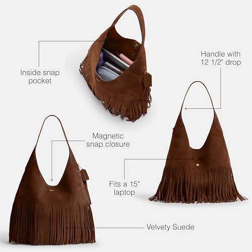 COACH Brooklyn Shoulder Bag 39 - color: Warm Brown Suede Fringe