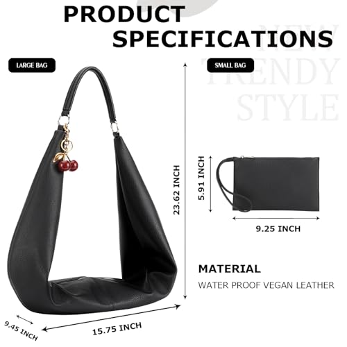 Slouchy Hobo Bags for Women Soft Vegan Leather Sling Bag Designer Shoulder Purses Top Handle Handbag with Small Purse