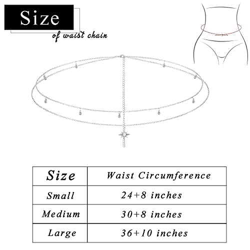 Layered Beads Waist Chain Gold/Silver Sun Belly Chain Bikini Body Chain Women Adjustable Beach Waist Jewelry Accessories - size: Large, style: Silver Sun