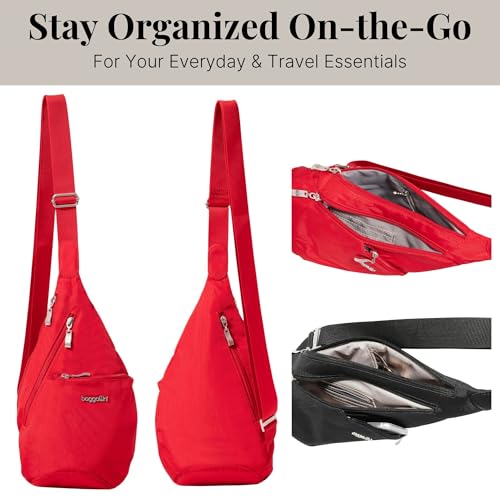 Baggallini Mini Sling - 12x7 Sling Crossbody Bag Backpack with Adjustable Shoulder Strap - color: Scarlet Red