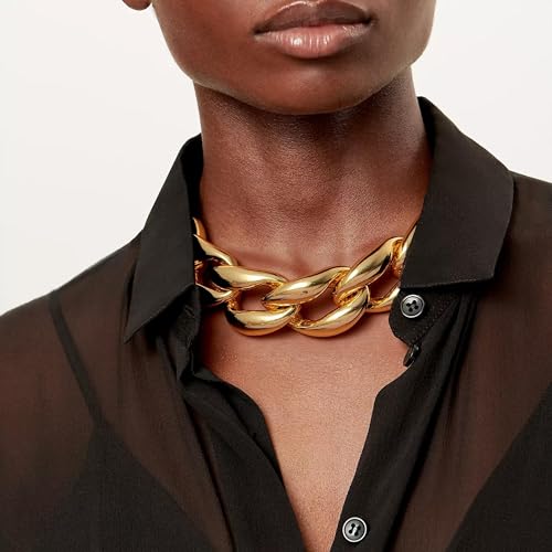 choice of all Chunky Gold Necklace Statement Necklace for Women Punk Chain Thick Gold Choker Jewelry Trendy Birthday Gifts - color: A:gold chunky necklace