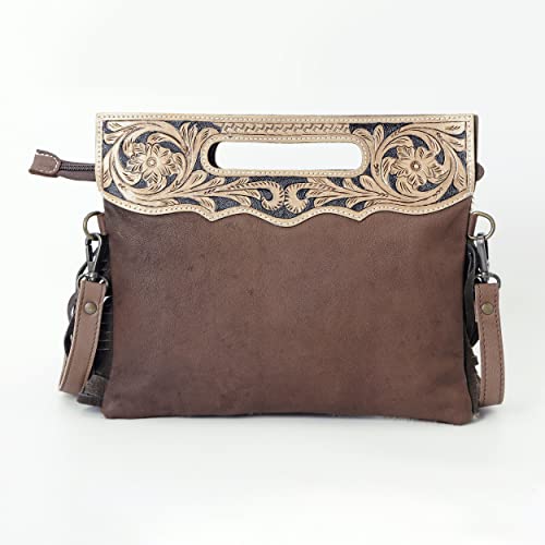 Merbaa Women Natural Cowhide Leather Crossbody Sling Bag With Adjustable Detachable Strap | Shoulder Bag | Handbag - color: Brown 1