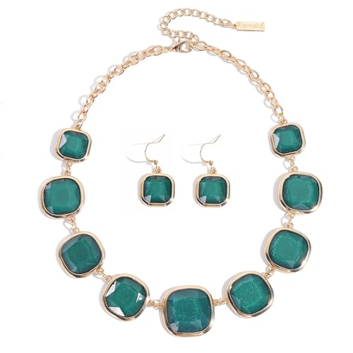 Chunky Beaded Colorful Collar Necklace with Earrings for Women Fashion Statement Necklace Set for Women Gifts
