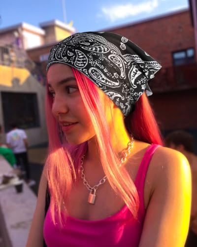 WOVOWOVO 8 Pcs Hair Scarf Headband for Women Girls Non Slip Elastic Boho Triangle Head Scarf Bandana - color: Cozy Boho Paisley
