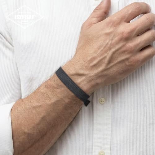 HAVHAF Knotted Mens Hair Ties - Charcoal, 5 Count. Wide(5 pcs), No damage Crease Breakage Man Bun Hair Tie Men with Long Hair, For Buns Curly Thick Elastic Hair Ties For Guys, Perfect hairtie For Men - color: Charcoal