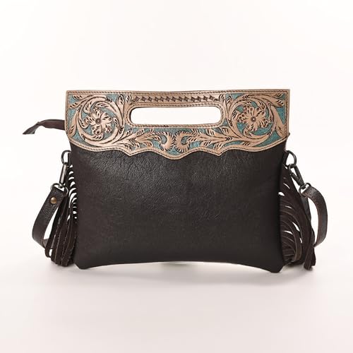 Merbaa Women Natural Cowhide Leather Crossbody Sling Bag With Adjustable Detachable Strap | Shoulder Bag | Handbag - color: Black & White