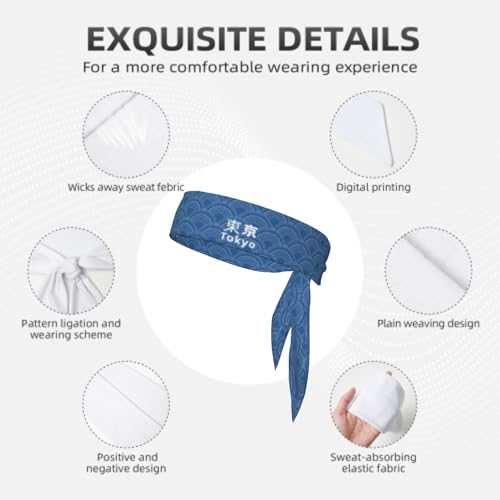 Sports Tie Headband Bandana Running Athletic Sweat Band Elastic Adjustable Sport Head Tie for Men Women Head Ties Ninja Tie Headbands Tennis Sweatbands Soccer Basketball Teams Running Head Band - color: Tokyo