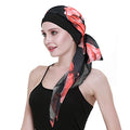 Chemo Headwear Turbans for Women Long Hair Head Scarf Headwraps Cancer Hats - color: Dark Red Black