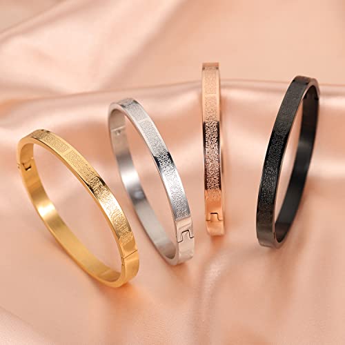 Qitian Islamic Jewelry Gifts for Women Allah Gold Bangles Bracelets Ayatul Kursi Arabic Cuff Bracelet for Women Men Islam Eid Ramadan New Year Gifts - color: M-Rose Gold-Oval - women