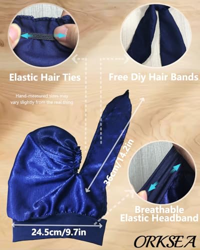 Chemo Headwear for Women Head Scarf Headwraps Silky Soft Turbans for Women Cancer Hats Chemo Beanie Coverings Scarves - color: B Navy Blue