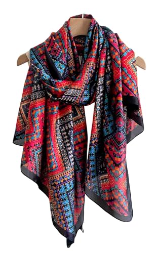 Acotavie Scarfs for Women Dressy Fashion Scarves Long Floral Pattern Scarf Lightweight Sunscreen Shawls - color: C014