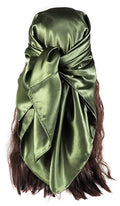 vabovin Satin Head Scarf for Women Solid Color, 35×35 in | Silk Feel Neckerchief, Hair Scarf, Fashion Bandana, Headscarf, Headband, Hair Wrap Sleeping, Daily Fashion Styling - color: 206 Army Green