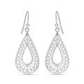 LeCalla Sterling Silver Dangle Earrings for Women | 925 Sterling Silver Long Interlocked Handmade Textured Drop Earring for Women - color: Classic Filigree Drop