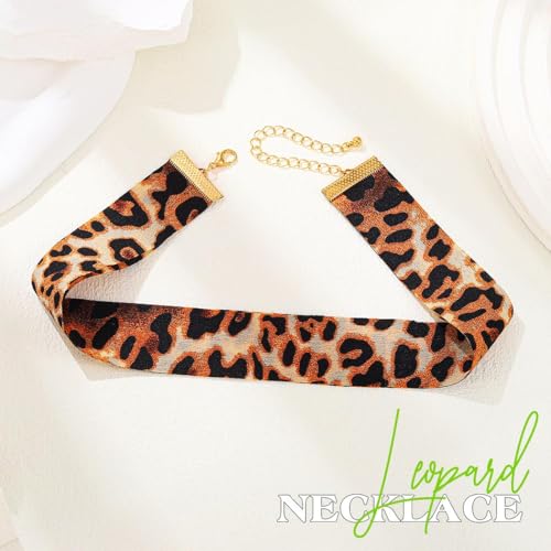 JEAIRTS Leopard Choker Necklace Fashion Animal Print Collar Jewelry for Women