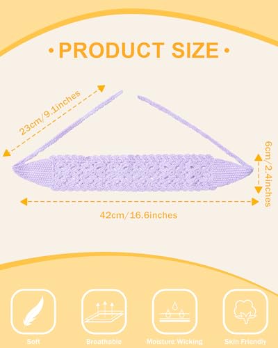 HAIMEIKANG Hippie Hair Bandana Headbands for Women Boho Headband Knit Hair Bands Floral Head Wrap for Women and Girls(light purple+beige+khaki) - color: light purple+beige+khaki