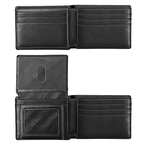 RUNBOX Wallet for Men -Slim Rfid Leather Mens Bifold Novelty Wallets 2 ID Window With Gift Box Men's Accessories | Slim - color: Classic black