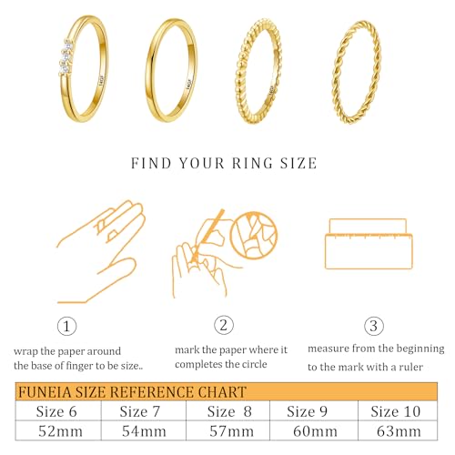 WEDDINEN 4PC Gold Rings for Women, S925 Sterling Silver 14k Gold Filled Plated Stackable Thin Thumb Ring Set Cubic Zirconia Dainty Stack Gold Knuckle Rings Set Size 6-10 - color: Gold, size: 9