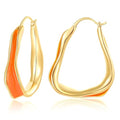 Chunky Hoop Earrings for Women Thick Minimalist Geometric Huggie Hoop Earrings Dainty Thick Y2K Preppy Earrings - style: irregular wave orange