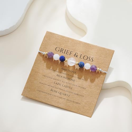 Empath Anxiety Calming Protection Bracelets Gifts for Her, Natural Healing Natural Stone Beaded Bracelet Healing Bracelets Jewelry for Women - color: Grief Loss