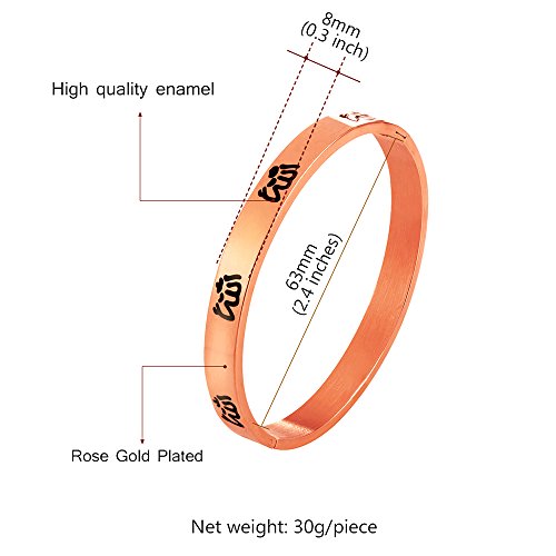 U7 Allah Necklace for Women/Men, 18K Gold Plated Square/Oval/Coin/Heart/Crescent Moon Islamic Pendant Necklace Muslim Jewelry with Chain - color: 10.Bangle Rose Gold