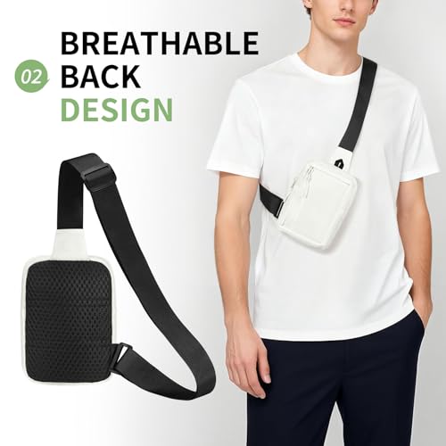 Mini Sling Bag for Men and Women, 7.5 Inch Small Anti Theft Crossbody Sling Backpack Nylon Chest Bag Fanny Pack for Travel Running Hiking (White) - color: White